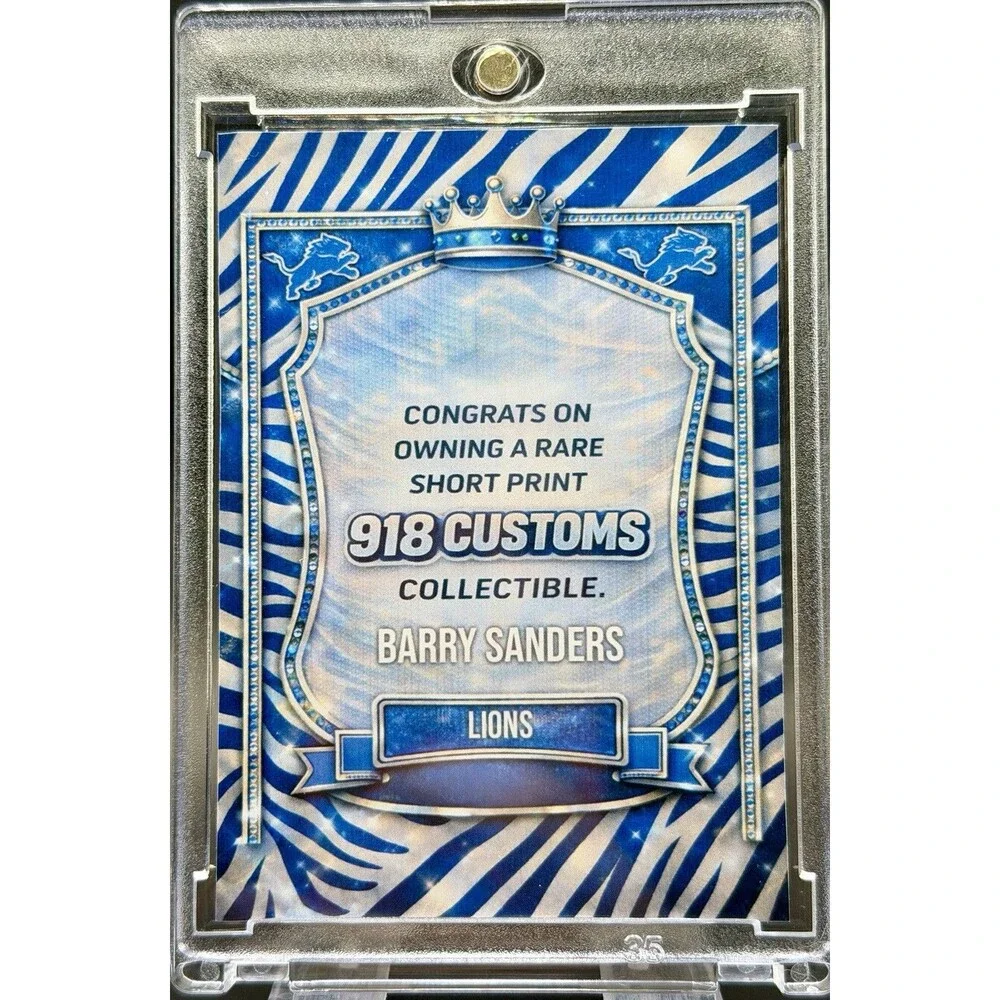 Barry Sanders 1/5 SP Zebra Holographic Fan Art Trading Card Detroit Lions - Picture 2 of 2